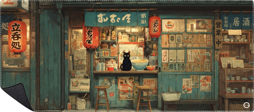 Mousepad Paisaje Gatico Japones